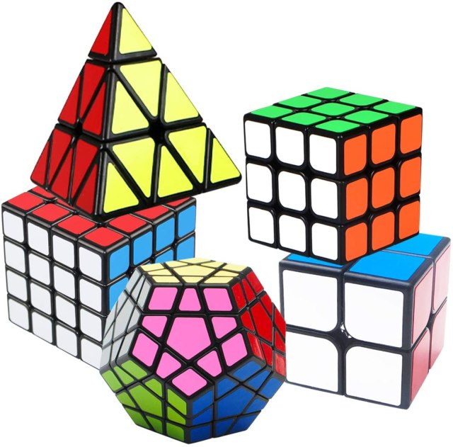 Various types of puzzle cubes. 